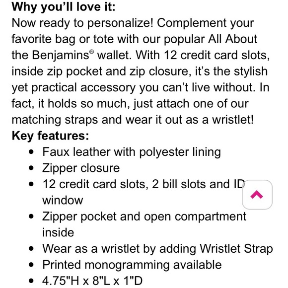 Thirty-one All About the Benjamins Wallet/wristlet - Picture 5 of 6